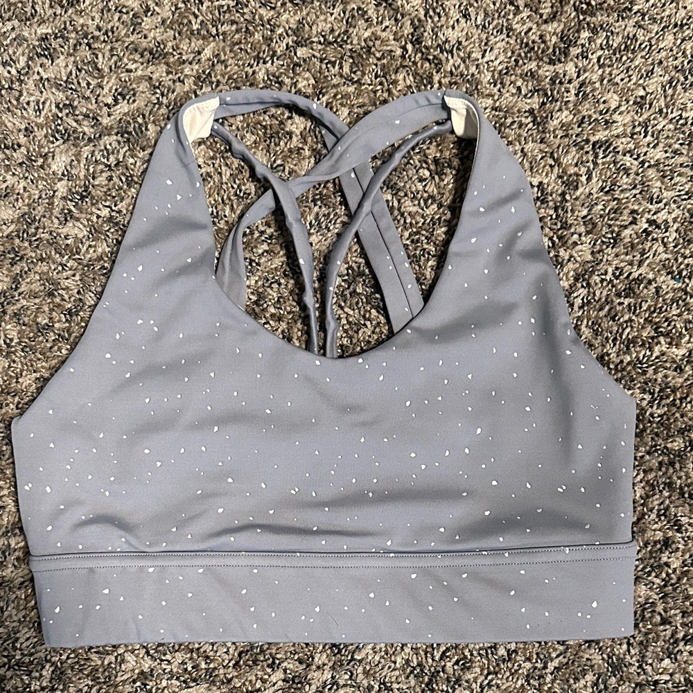 Maven Thread Women's Gray with White Polka Dots Sports Bra